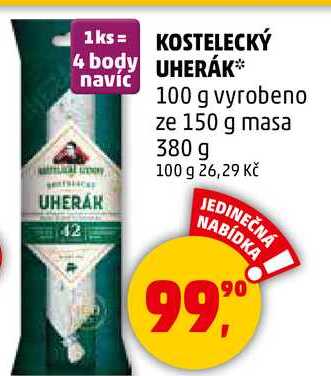 KOSTELECKÝ UHERÁK 100 g vyrobeno ze 150 g masa, 380 g  