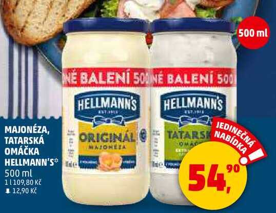 MAJONÉZA, TATARSKÁ OMÁČKA HELLMANN'S, 500 ml  