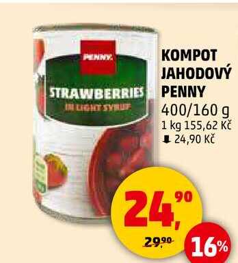 KOMPOT JAHODOVÝ PENNY, 400/160 g 