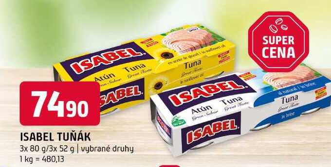 Isabel tuňák 3x 80 g 3x 52 g vybrané druhy