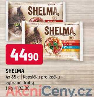 SHELMA, 4x 85 g kapsičky pro kočky vybrané druhy 