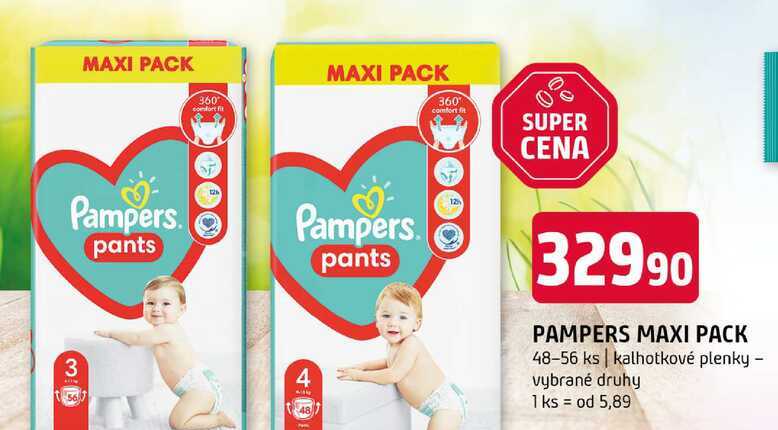 PAMPERS MAXI PACK 48-56 ks kalhotkové plenky vybrané druhy