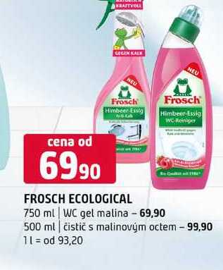 FROSCH ECOLOGICAL 750 ml WC gel malina 500 ml čistič s malinovým octem 
