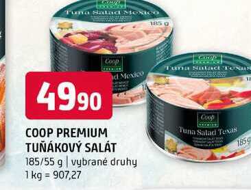 COOP PREMIUM TUŇÁKOVÝ SALÁT 185/55 g vybrané druhy
