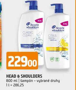 HEAD & SHOULDERS 800 ml šampón vybrané druhy 