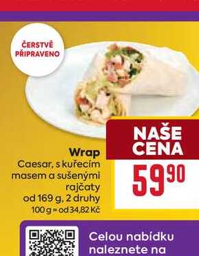 Wrap Caesar, s kuřecím masem a sušenými rajčaty od 169 g