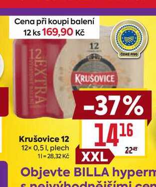 Krušovice 12 12× 0,5 l, plech 