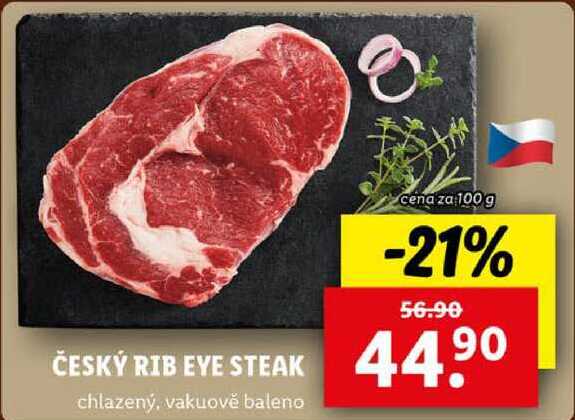 ČESKÝ RIB EYE STEAK, cena za 100 g 