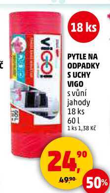 PYTLE NA ODPADKY S UCHY VIGO S vůní jahody, 18 ks, 60 l