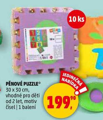 PĚNOVÉ PUZZLE 30 x 30 cm, vhodné pro děti od 2 let, motiv čísel, 1 balení 