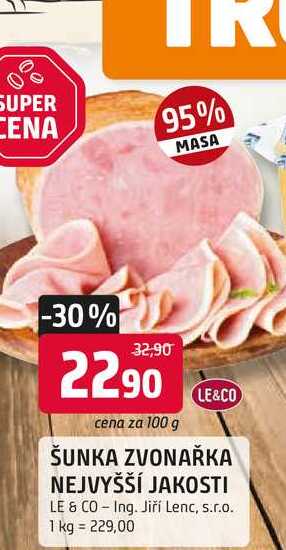 Le & Co Šunka zvonařka nejvyšší jakosti 100g