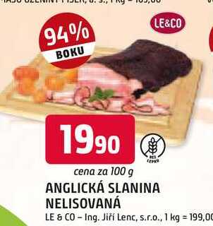 ANGLICKÁ SLANINA NELISOVANÁ 100g