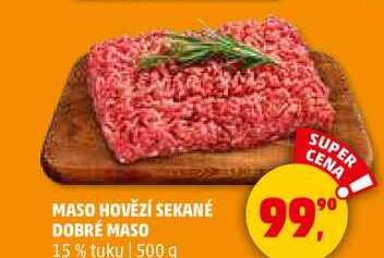 MASO HOVĚZÍ SEKANÉ DOBRÉ MASO 15 % tuku, 500 g  