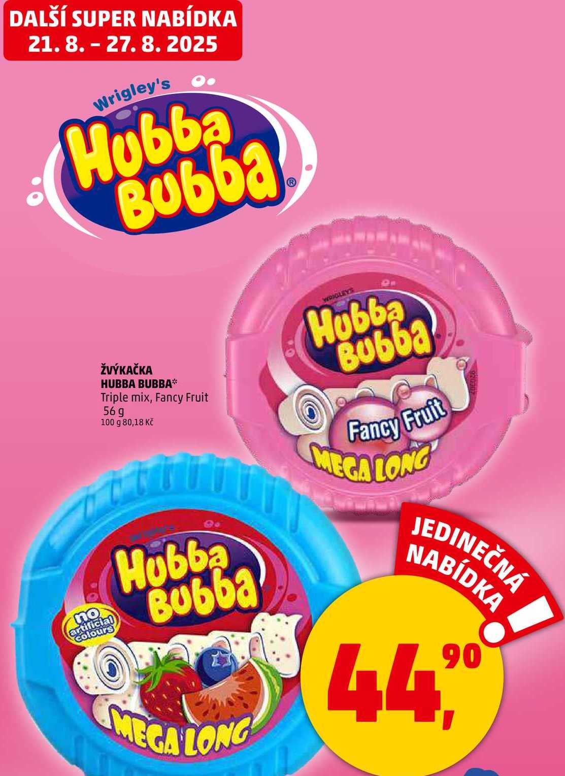 ŽVÝKAČKA HUBBA BUBBA Triple mix, Fancy Fruit, 100 g