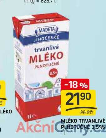 MLÉKO TRVANLIVÉ PLNOTUČNÉ 3,5% 1l