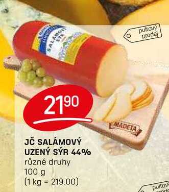 JČ SALÁMOVÝ UZENÝ SÝR 44% různé druhy 100g