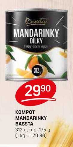 KOMPOT MANDARINKY BASSTA 312 g. p.p. 175 g