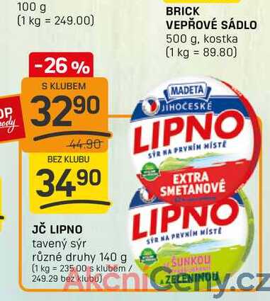 JČ LIPNO tavený sýr různé druhy 140 g