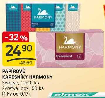 PAPÍROVÉ KAPESNÍKY HARMONY 3vrstvé, 10x10 ks