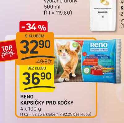 RENO KAPSIČKY PRO KOČKY 4 x 100 g