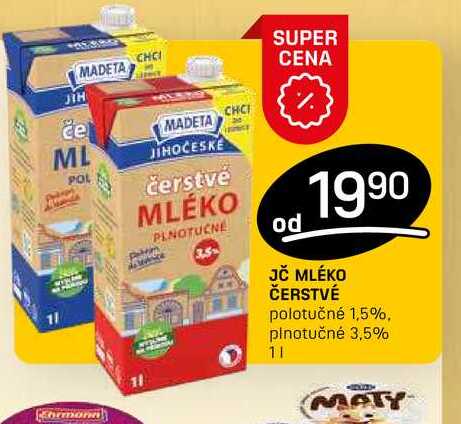 JČ MLÉKO ČERSTVÉ polotučné 1,5% 1l
