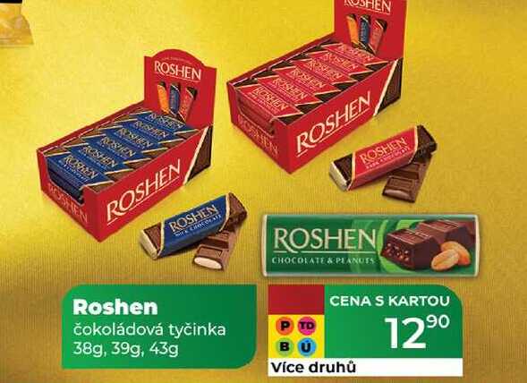 Roshen čokoládová tyčinka 38g, 39g, 43g  