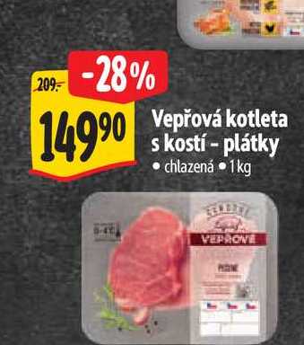   Vepřová kotleta s kostí - plátky 1 kg