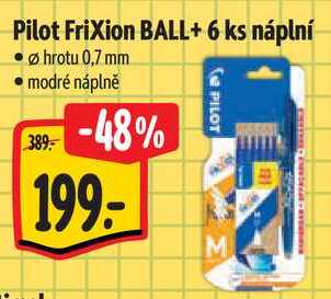Pilot Frixion BALL+ 6 ks náplní