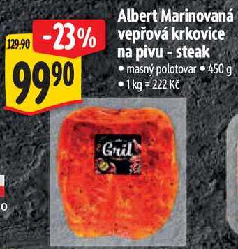 Albert Marinovaná vepřová krkovice na pivu - steak, 450 g