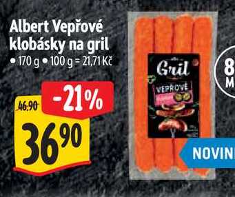 Albert Vepřové klobásky na gril, 170 g