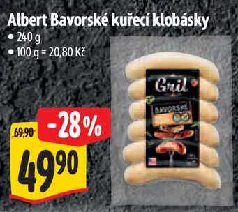 Albert Bavorské kuřecí klobásky, 240 g