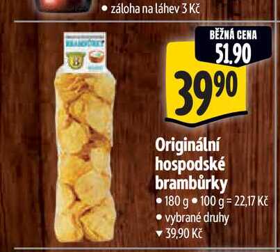   Originální hospodské brambůrky 180 g  