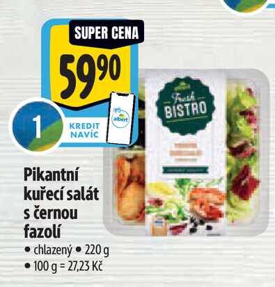 Pikantní kuřecí salát s černou fazolí  220 g