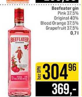 Beefeater gin Pink 37,5% Original 40% Blood Orange 37.5% Grapefruit 37.5% 0,7l