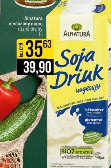 Alnatura neslazený nápoj různé druhy 1l
