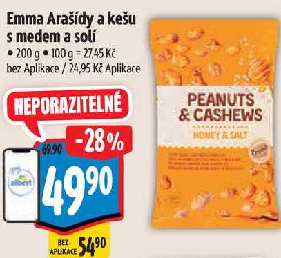 Emma Arašídy a kešu s medem a solí, 200 g