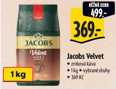 Jacobs Velvet zrnková káva, 1 kg