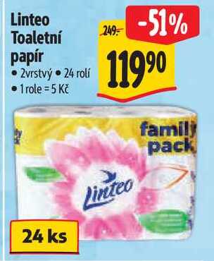 Linteo Toaletní papír 2vrstvý, 24 rolí 