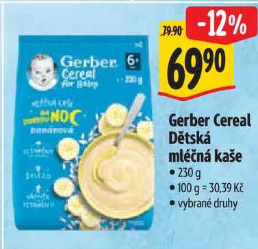Gerber Cereal Dětská mléčná kaše, 230 g 