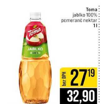Toma jablko 100% pomeranč nektar 1l