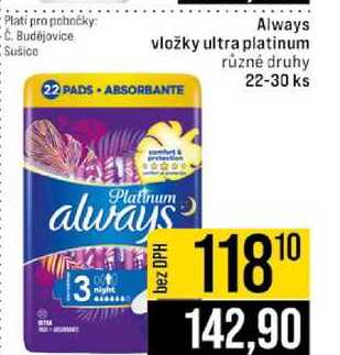 Always vložky ultra platinum různé druhy 22-30 ks 