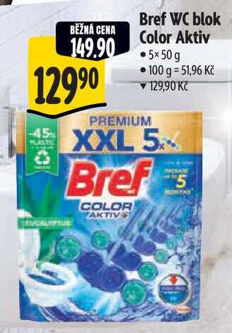 Bref WC blok Color Aktiv, 5x 50 g 