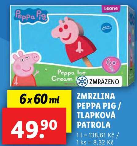 ZMRZLINA PEPPA PIG/TLAPKOVÁ PATROLA, 6x 60 ml