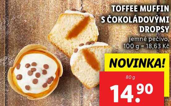 TOFFEE MUFFIN S ČOKOLÁDOVÝMI DROPSY, 80 g
