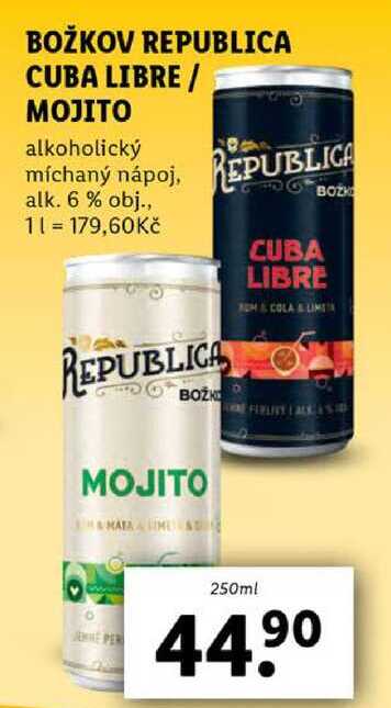 BOŽKOV REPUBLICA CUBA LIBRE/MOJITO, 250 ml