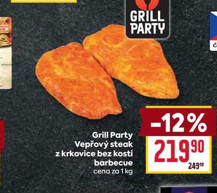 Vepřový steak z krkovice bez kosti barbecue cena za 1 kg  