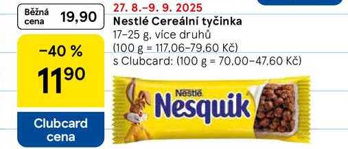 Nestlé Cereální tyčinka, 17-25 g 