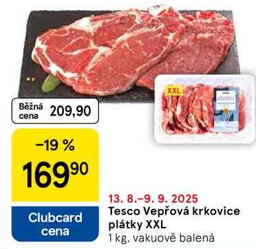 Tesco Vepřová krkovice plátky, XXL 1 kg 