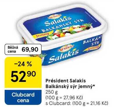Président Salakis Balkánský sýr jemný, 250 g  