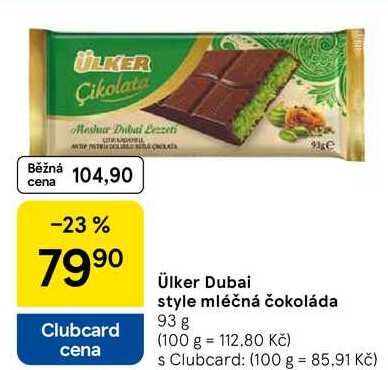 Ülker Dubai style mléčná čokoláda, 93 g 